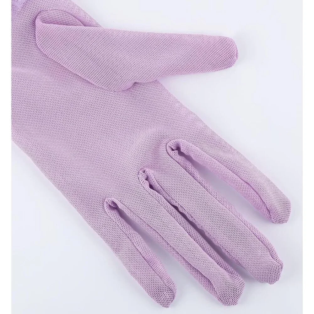 Women's Short Lace Lavender Sheer Mesh Tea Party Prom Gloves Banquet Costume